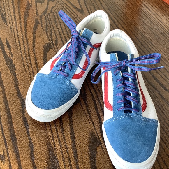 Unisex Vans Old Skool Sport Classic Skate Shoes Red White Blue M9.5/W11 - Picture 1 of 7